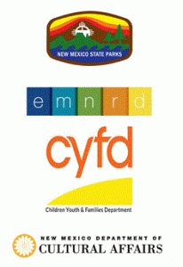 CYFD State Parks Announcement with logos from NM State Parks, EMNRD, and NM Department of Cultural Affairs