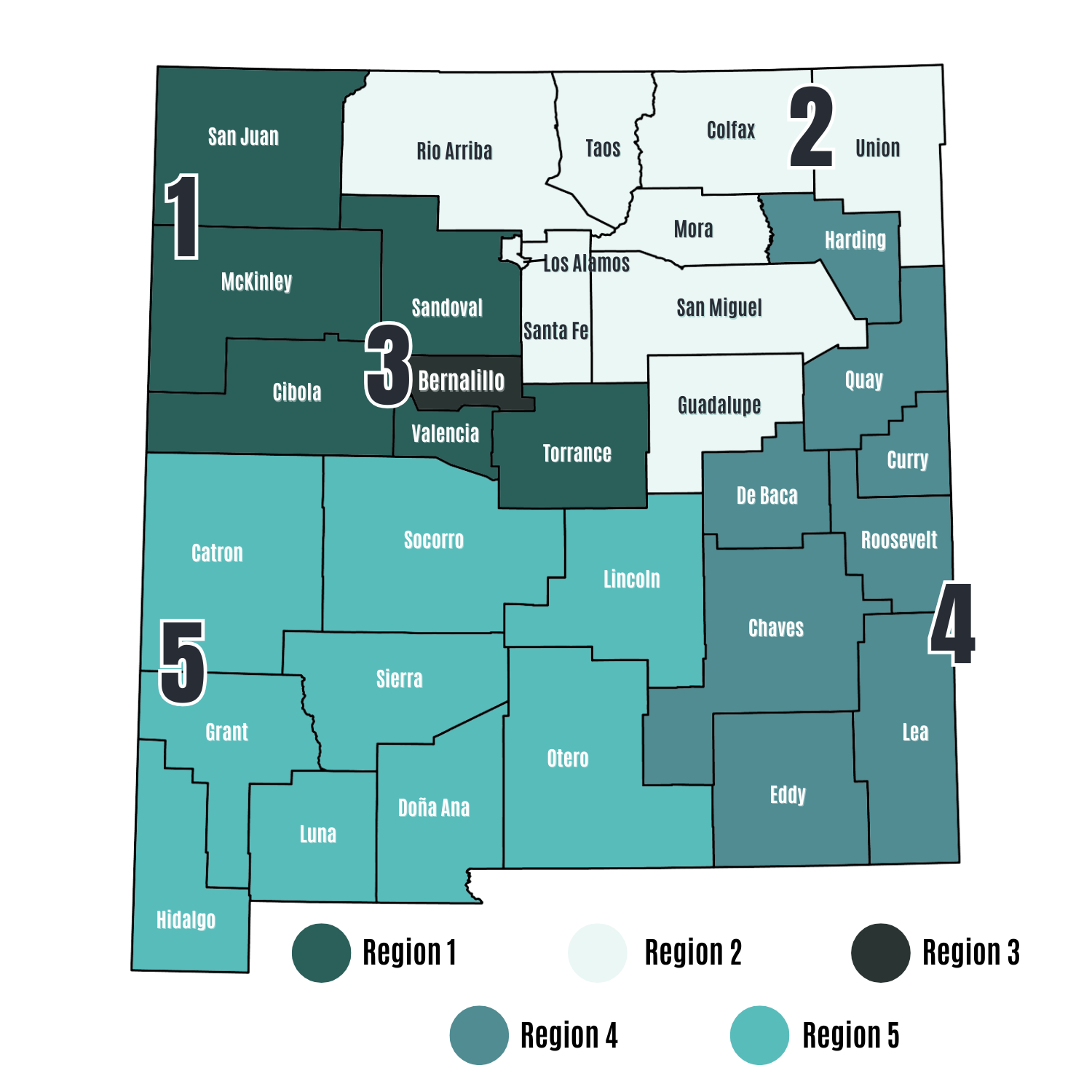 Revised Map Regions New Mexico County Regional Navigator Map